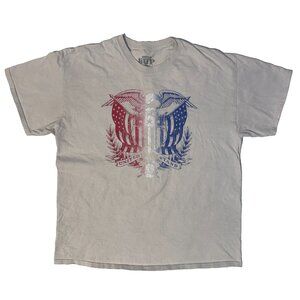 Cowboy Up Red White & Bllue USA Flag Bald Eagle Logo Tshirt - XL